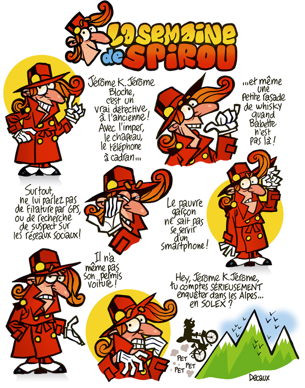 Spirou déguisé en Jérôme K. Jérôme Bloche